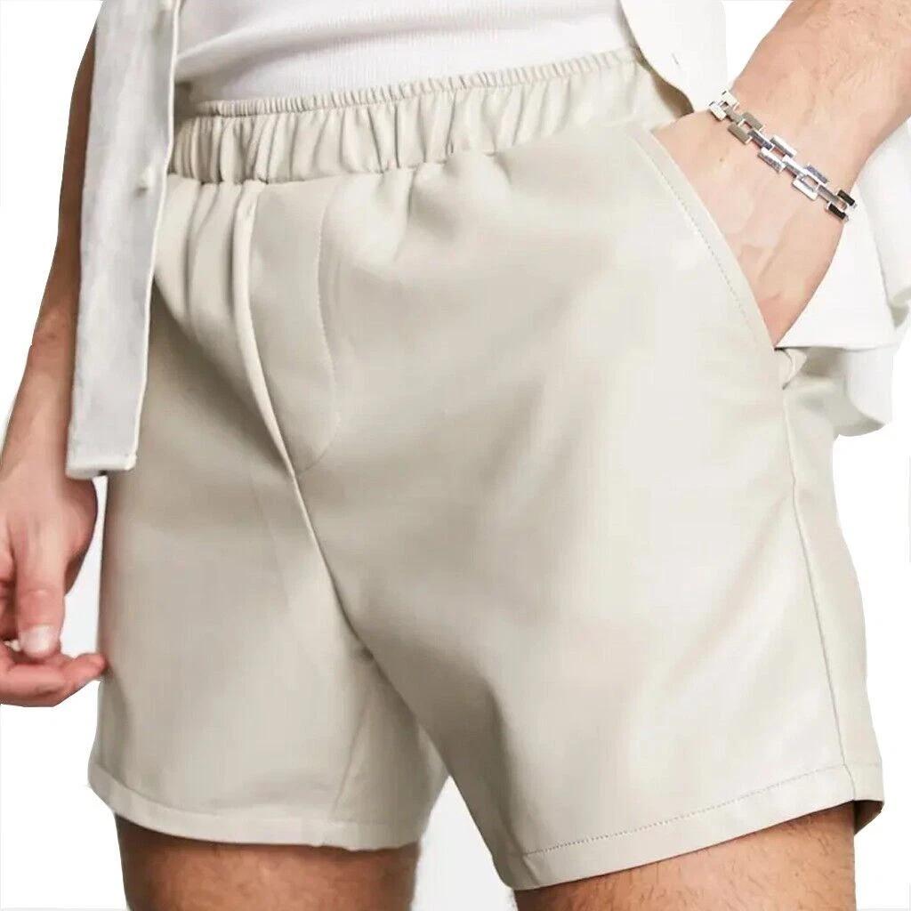 

Sports Soft Lambskin Leather Gym Men Closure Elastic White Lace-Up Short Pants 42 ( 4XL- Large ) белый