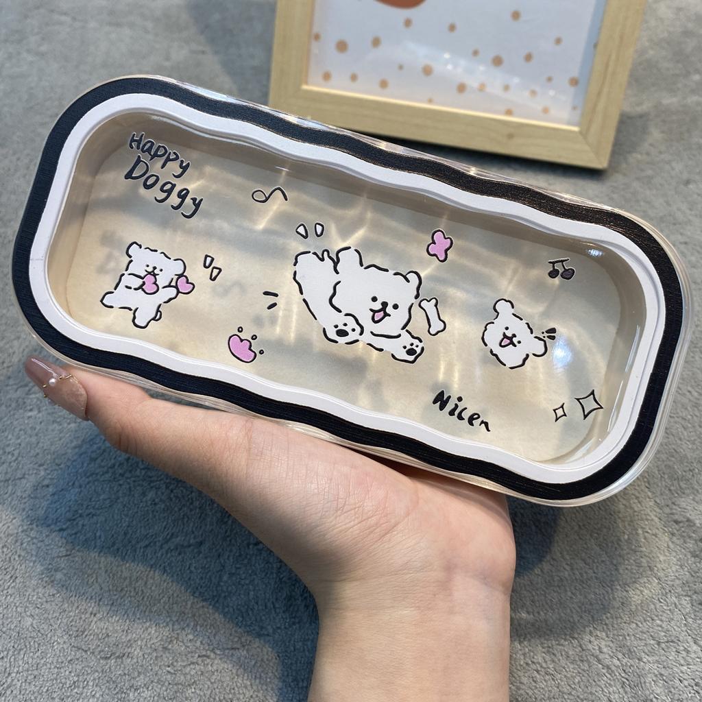 Minimalist Floral Bow Wavy Eyeglass Case,Creative Personalized Glasses Storage Box, Butterfly Kitty Eyewear Holder For Students