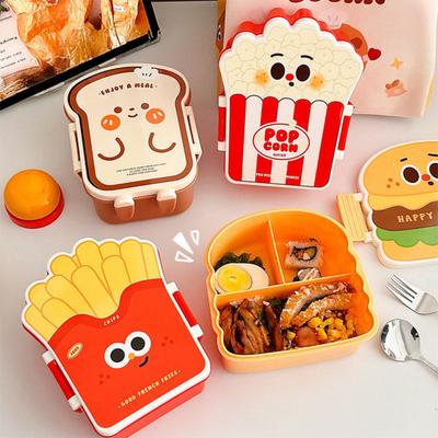 Lunch Box Hamburger Chip Shape Food Grade Safe Airtight Leak-Proof Food Container Office Lunch Freshness Preserving Lunch Box