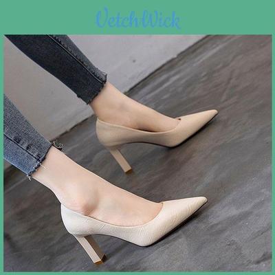 High Heel Pointed Toe Mary Jane Shoes With Rubber Sole For Work And Office Use