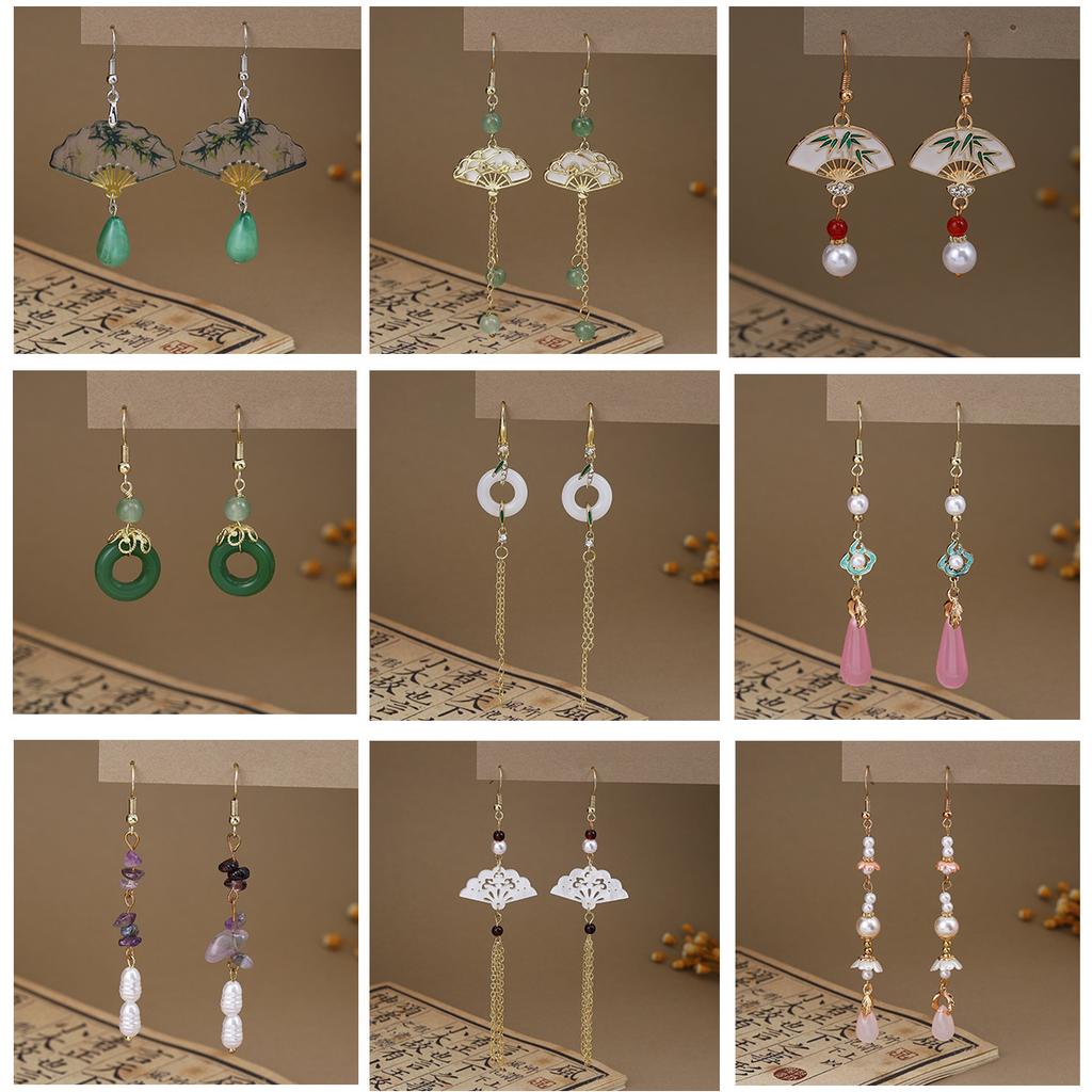 Butterfly Water Drop Pearl Fringed Ear Hook Female, Guochao Light Luxury Safety Buckle Ancient Cheongsam Earrings