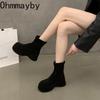 Platform Woman Ankle Boots Fashion Round Toe Height Increase Shoes Punk Style Ladies Modern Bottes