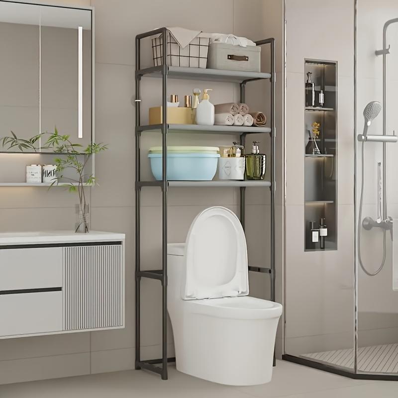 1 Space-Saving Toilet Overhead Storage Rack 3-Layer Independent Frame With Toilet Paper Holder And Hooks, Easy To Assemble No Drilling Required