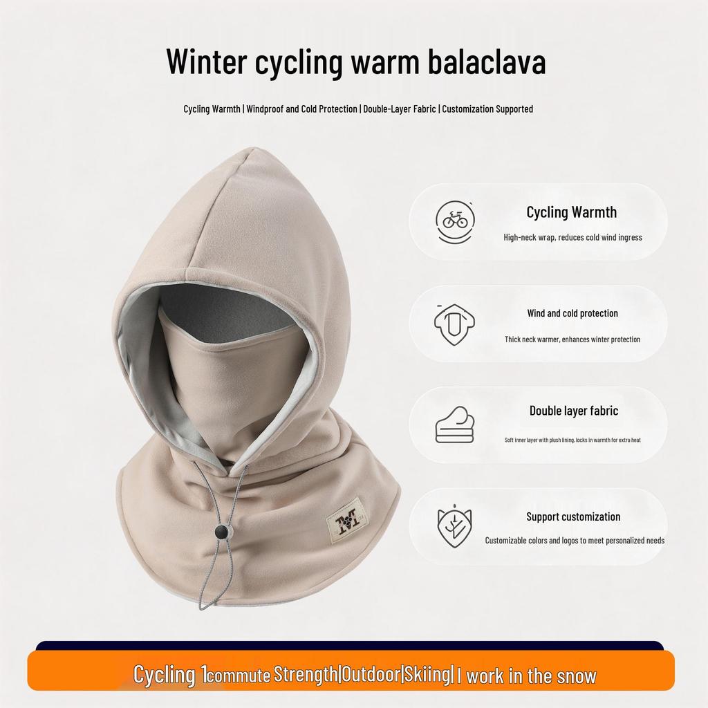 Unisex Windproof Cycling Hat with Face and Neck Protection - Velvet Lined, Thickened for Autumn & Winter 