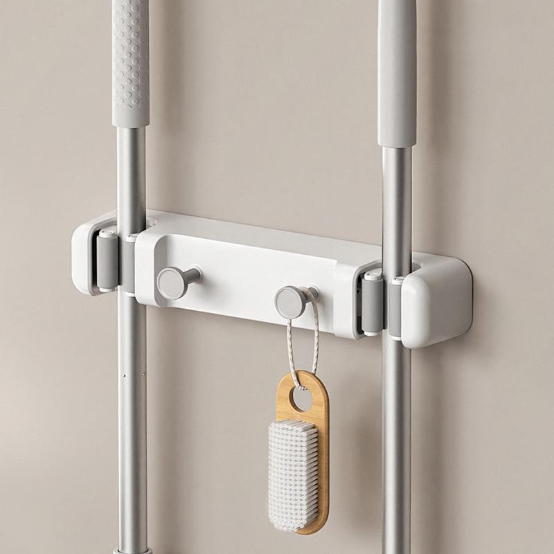 1Pcs Mop Clip Bathroom Wall Mounted No Drill Broom Holder Mop Storage Rack Organizer Hook For Home Toilet Cleaning Tools