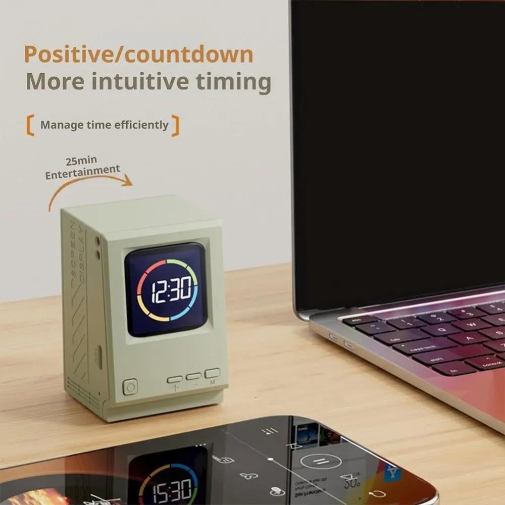 New Retro Computer Lyrics Speaker Clock Mini Computer-Inspired Desktop Digital Clock Desk Decoration Portable Speaker