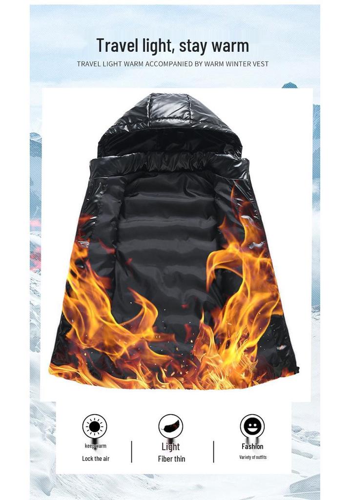 Men's Wash-free Down Cotton Vest: Warm Padded Gilet for Autumn and Winter, Plus Size Workwear.