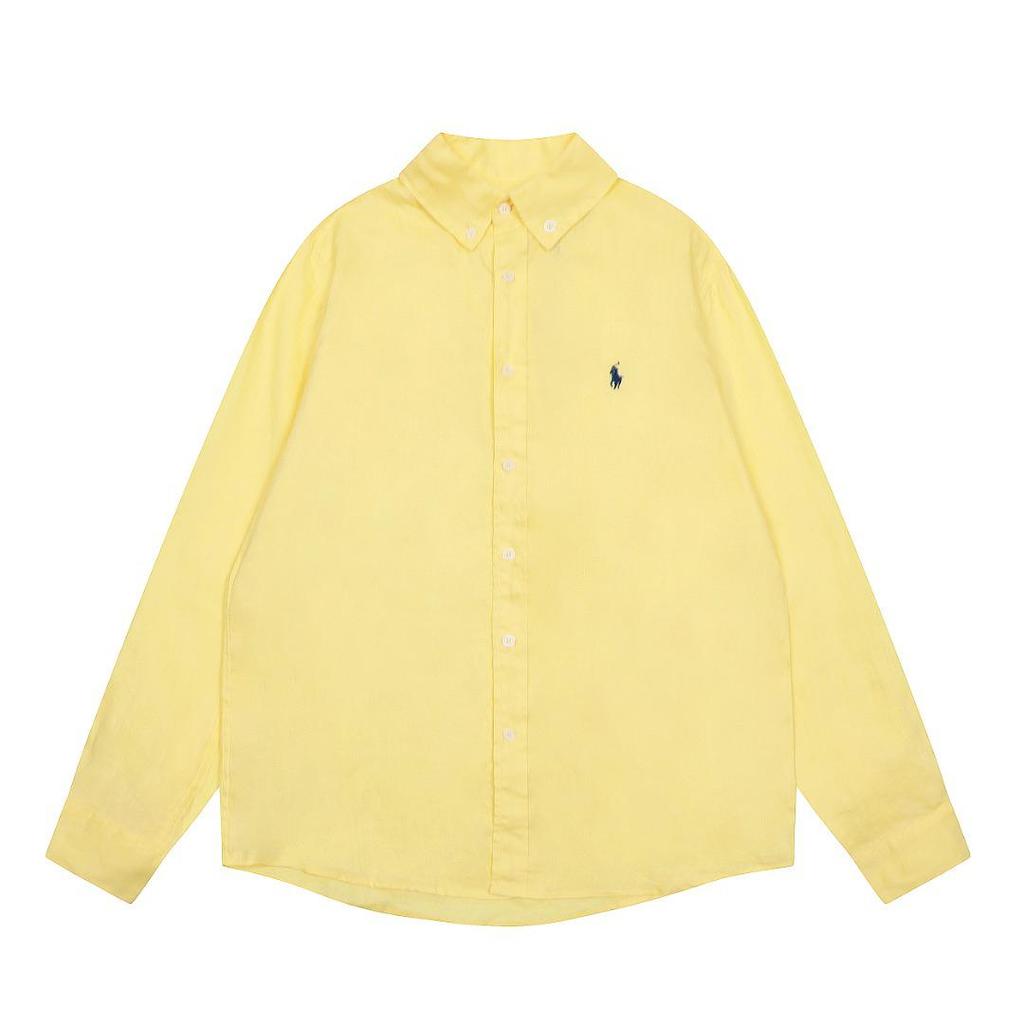Ralph Lauren Unisex Polo: Little Horse Embroidery, Solid Color, Long Sleeve, Classic Casual Lapel Shirt