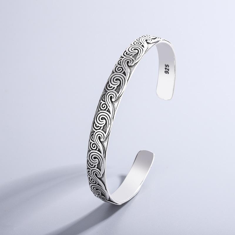 New Arrival Retro Wave Bracelets 925 Silver Jewelry Fashion Spray Personality Sweet Cloud Opening Bangles SL105