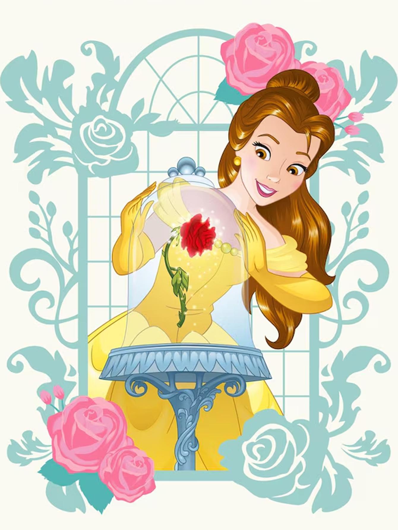 

DIY Diamond Painting Princess and Flowers Cross Stitch Kit Mosaic Art Diamond Painting Full Circle Diamond Home Decoration Round 20x30cm