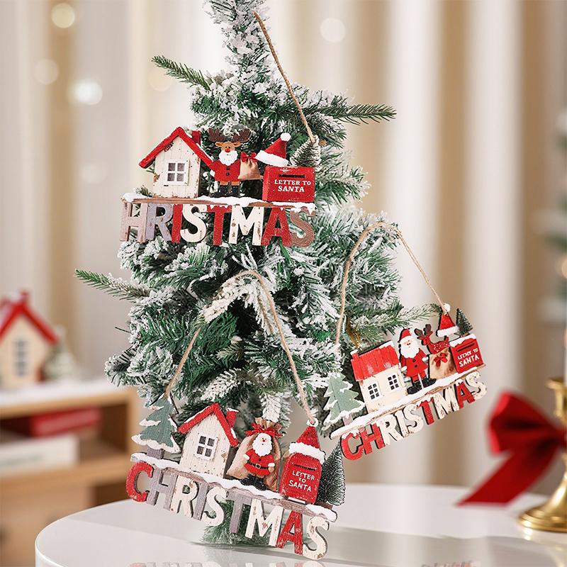 Christmas Hanging Pendant Wooden Crafts Xmas Tree Santa Claus Wall Ornament Natal Navidad Christmas Decor Happy  Year