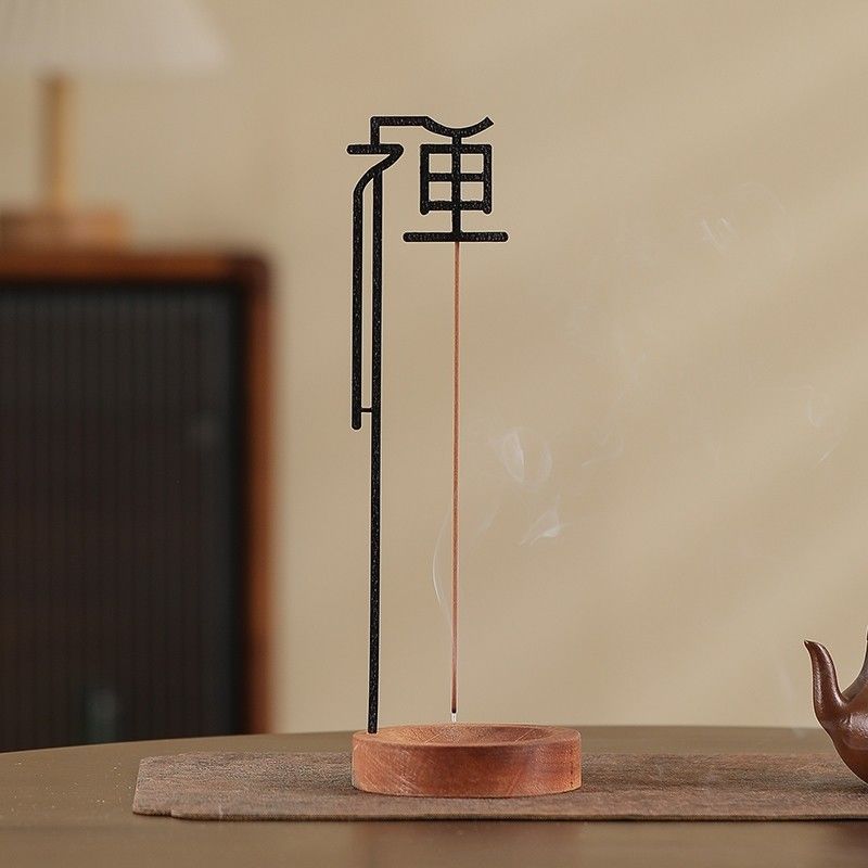 Chinesischer Zen Räucherstäbchenhalter für Stäbchen Umgedrehter Räuchergefäß mit hölzernem Aschefänger Buddhismus-Zubehör Heimdekoration 2025