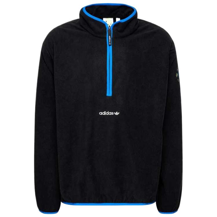 

Adidas Originals Logo Embroidered Half-Zip Fleece Sweatshirt Men Sweatshirt Black GN2376 L