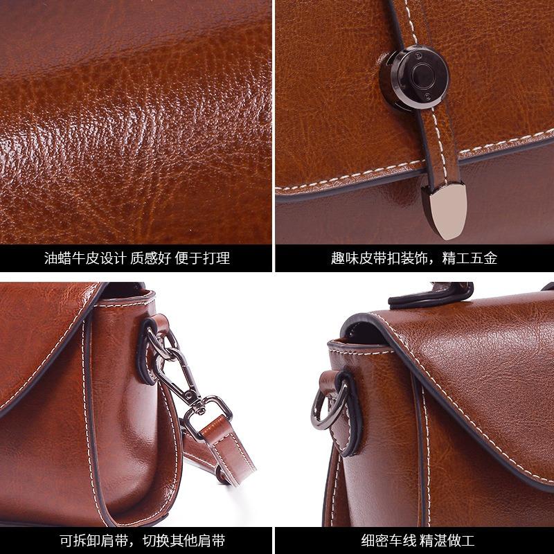 Retro leather bag women's new handbag niche design versatile shoulder messenger bag