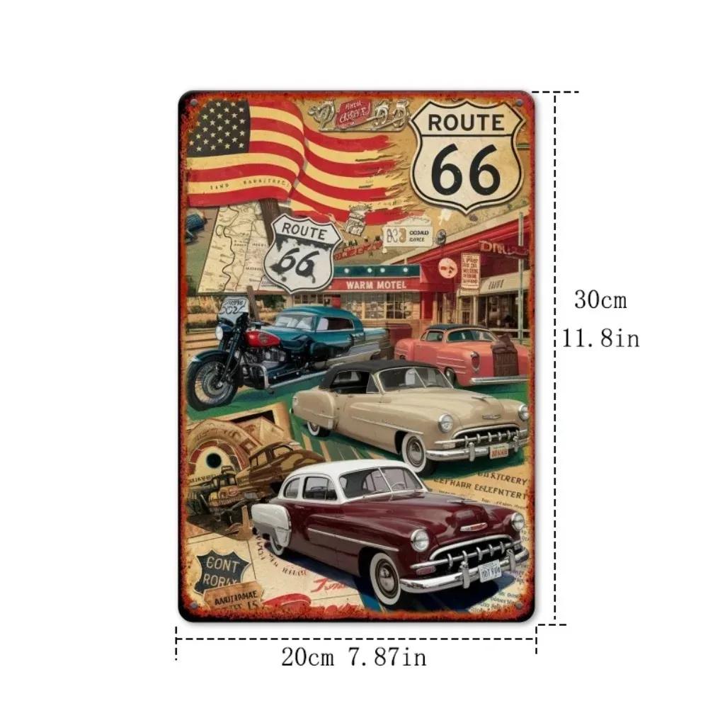 GarageRoadPro Garage & Man Cave Essential | Vintage Route 66 Metal Sign, Retro Road Trip Art, Multipurpose Iron Plaque Decor