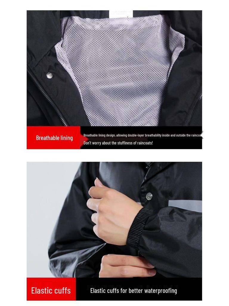 Thickened Full-Body Stormproof Raincoat and Pants - Reflective, Lengthened Set for Cycling and Riding