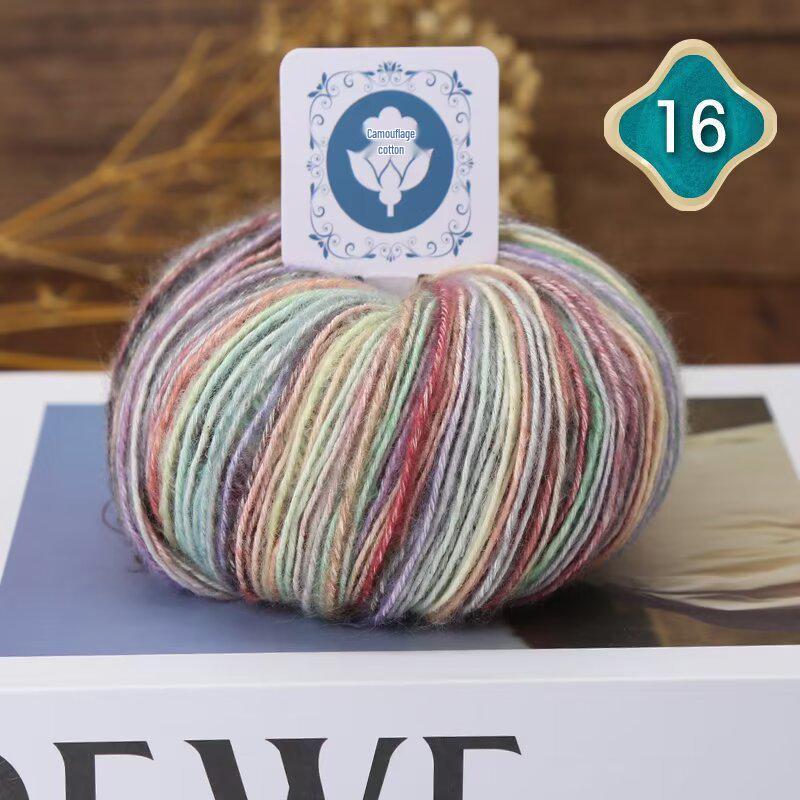 Fil de laine de coton mohair camouflage dégradé pour tricot à la main d'écharpes et de bonnets