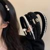 Rose Black Velvet Hair Bands For Women Classic Popular Korea Design Camellia Pearl Ribbon Headdress Head Wrap Headband