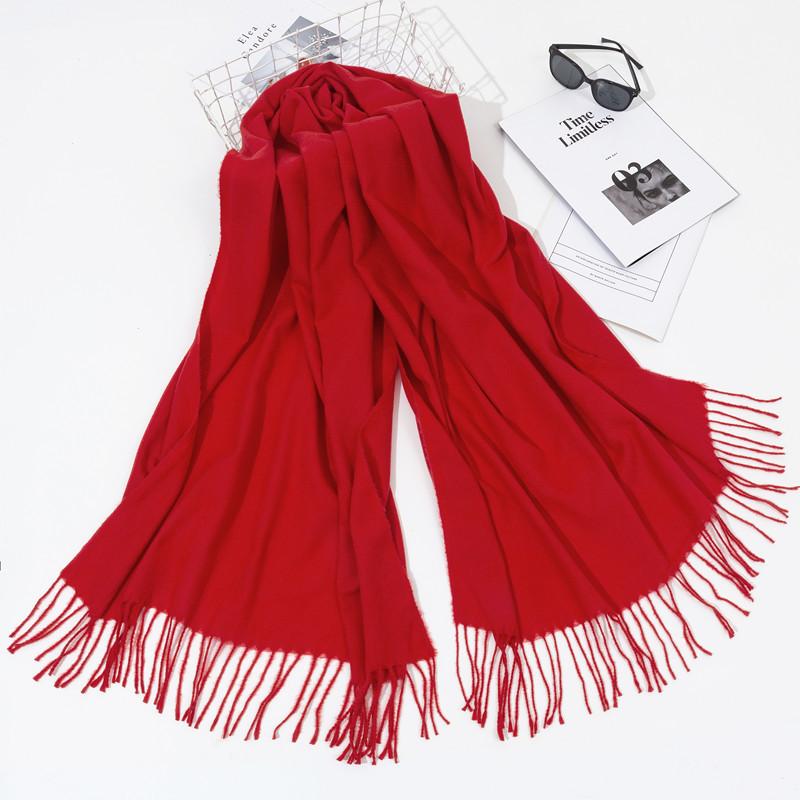 70*200 Cm Toamnă Și Iarnă Nouă Eșarfă De Cașmir De Femei Culoare Solidă Imitație De Cașmir Eșarfă De Tragere Broderie Groasă șal Cașmir