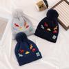 Cute Embroidered Little Dinosaur Children's Warm Knit Pom-pom Hat