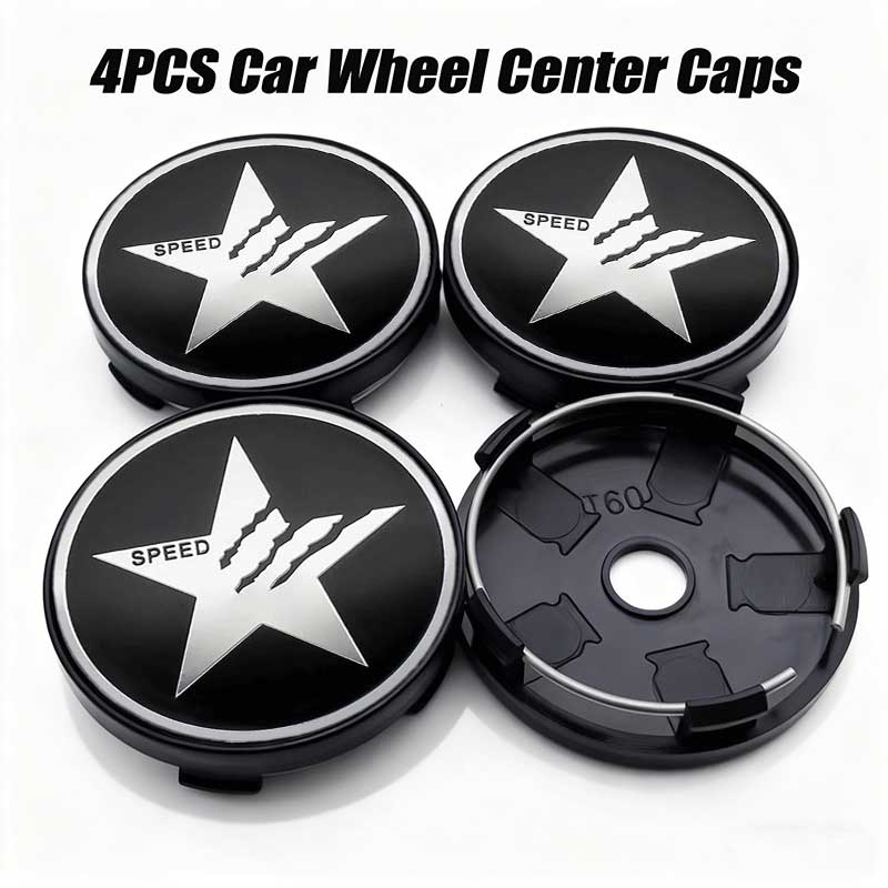 4pcs 56MM 60MM Car Wheel Hub Center Caps Rim Cover SPEED Star Logo Badge Emblem Stickers Universal Car Styling Accessories