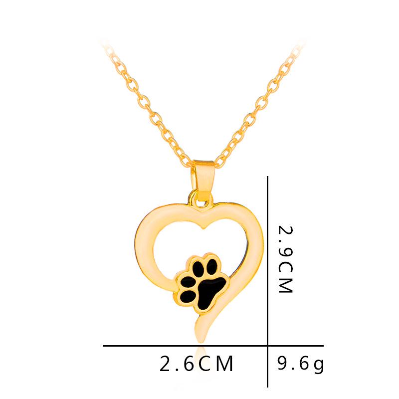 European & American Jewelry: Pet Paw Heart Pendant Necklace