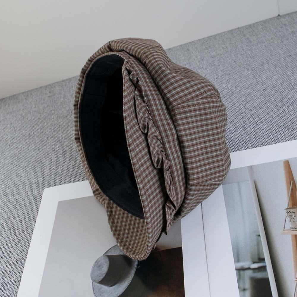Solid Color Fine Plaid Beret Korean Style Women Artist Hat Casual Spring Painter Cap  Summer