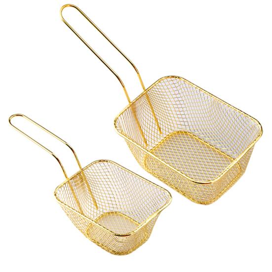 French Fry Serving Basket Mini Chips Deep Fry Baskets Stainless Steel Food Presentation Strainer Ergonomic Grip Fryer Accessory