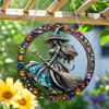 Halloween Witch Black Cat Hanging Sign 2D Flat Acrylic Broom Witch Round Sign Indoor Outdoor Porch Door Hanger Wall Hanging Decoration