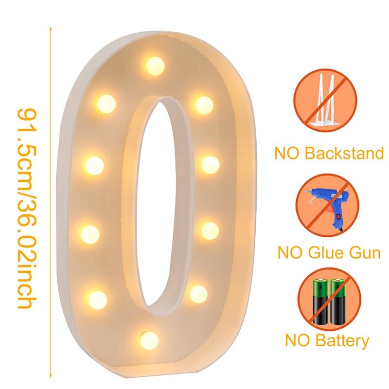 91.5cm Giant Led Light Birthday Number Figure 1st Birthday Anniversary Wedding Baby Shower Decor 30 40 50 Birthday Number Frame