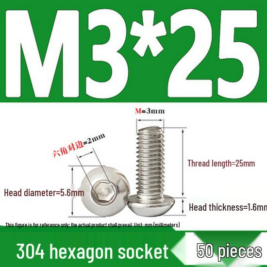 ISO7380 Stainless Steel Hex Drive Dome Head Screws - M2 to M16
