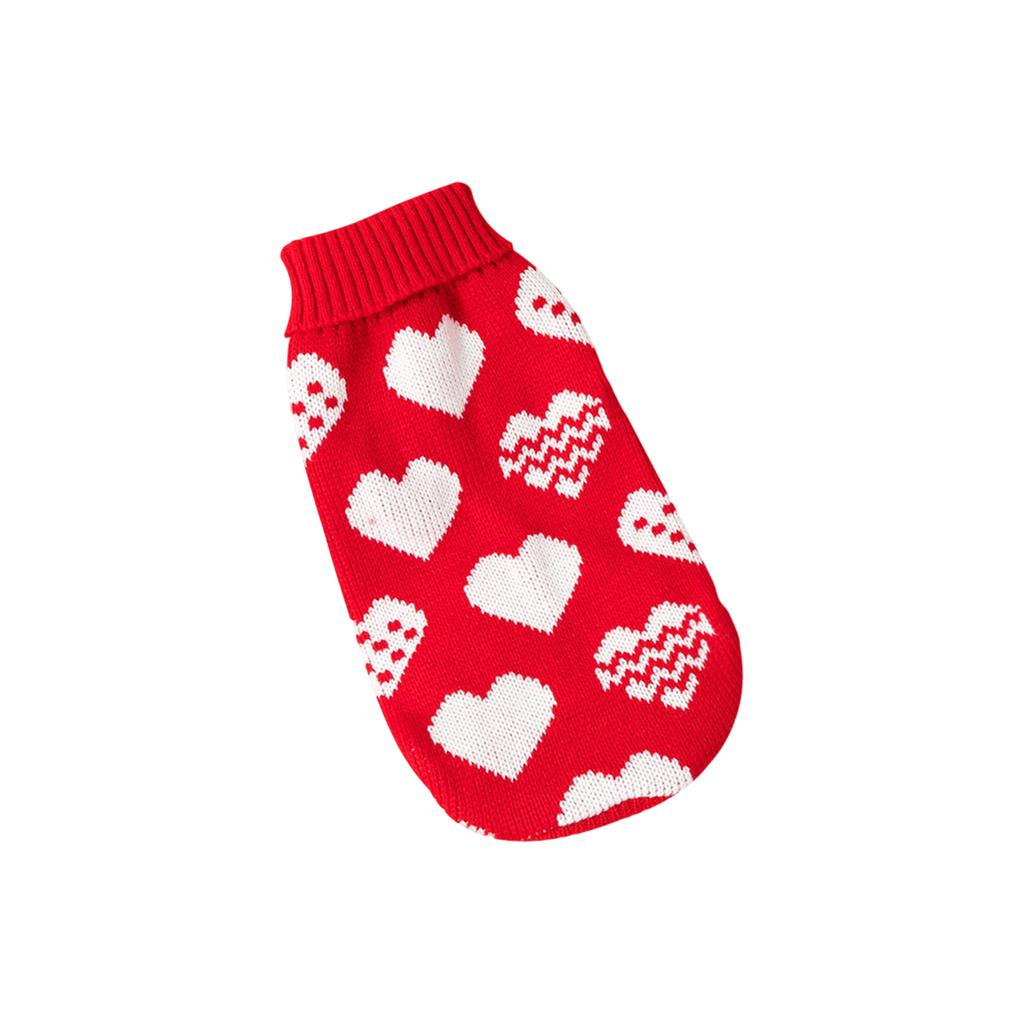 Warm Pet Knit Sweater For Dogs & Cats - Winter Cozy Clothing With Adorable Heart Pattern For Small Medium Pet