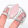 Natural Rose Quartz Gemstone 925 Sterling Silver Cuff Bangle Adjustable U3L20