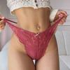 Sexy Lace Briefs Thong Women's Bow Tie with Hollowed Out Breathable Pattern T-panties Seamless Sports Yoga Underwear Panties