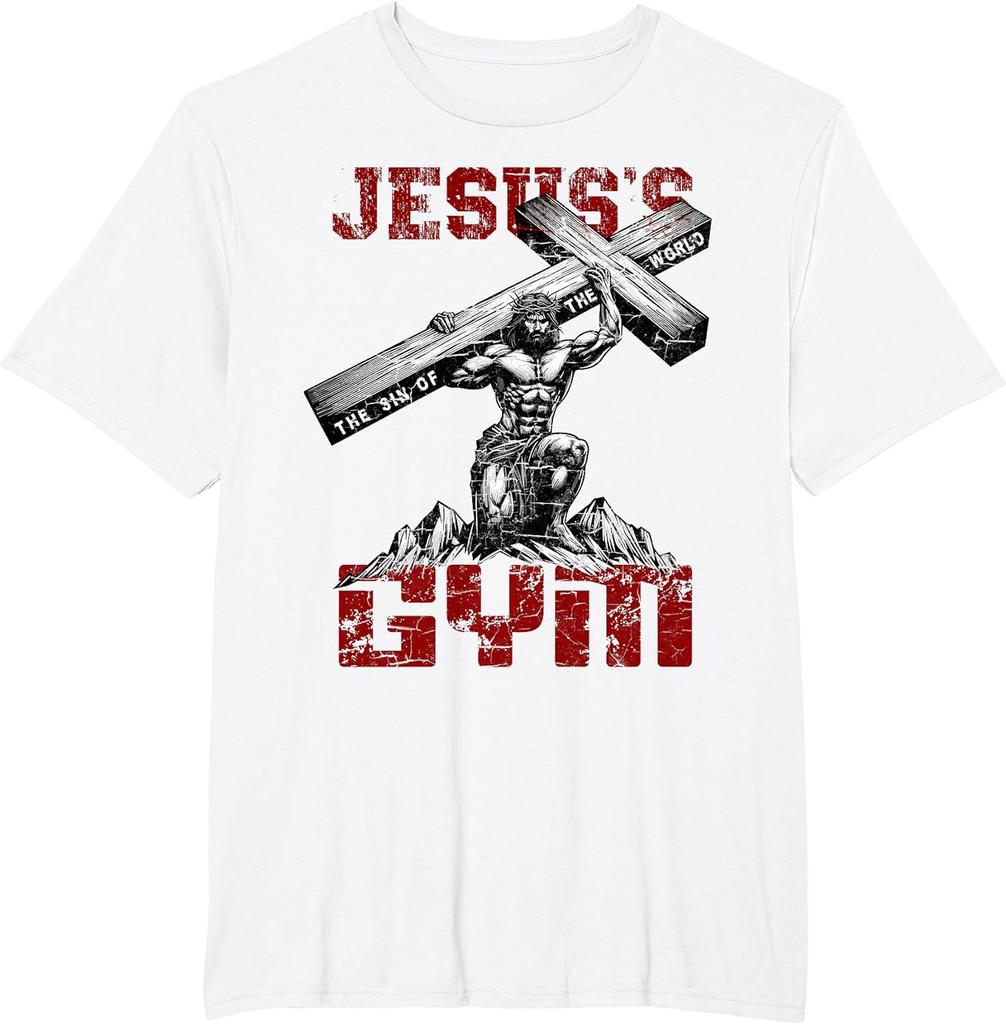 Christian Workout Tee Jesus's Gym Bodybuilder Motivation T-Shirt  Graphic T Shirts  Men Clothing Tops  Streetwear Ropa Hombre