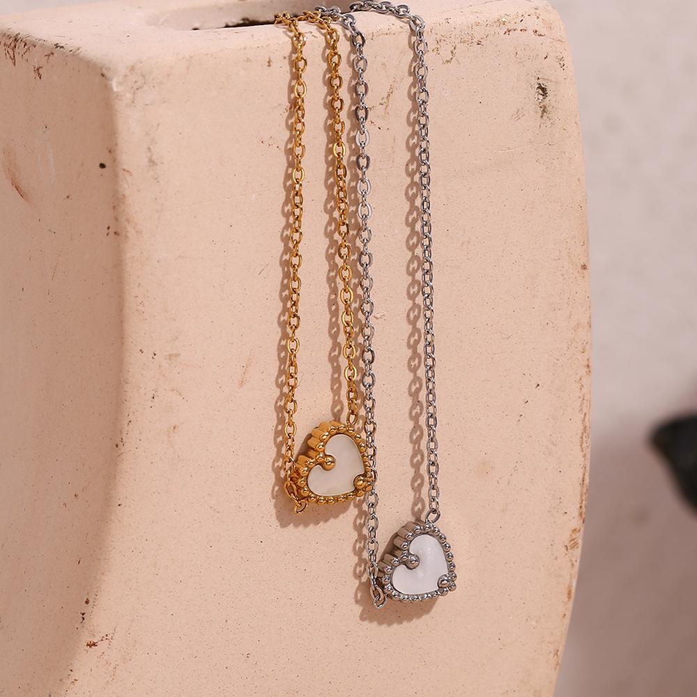 MamacitaSlay New Design Stainless Steel 18K Gold Plated Shell Heart Pendant Necklace Party Waterproof Neck Jewelry High Quality