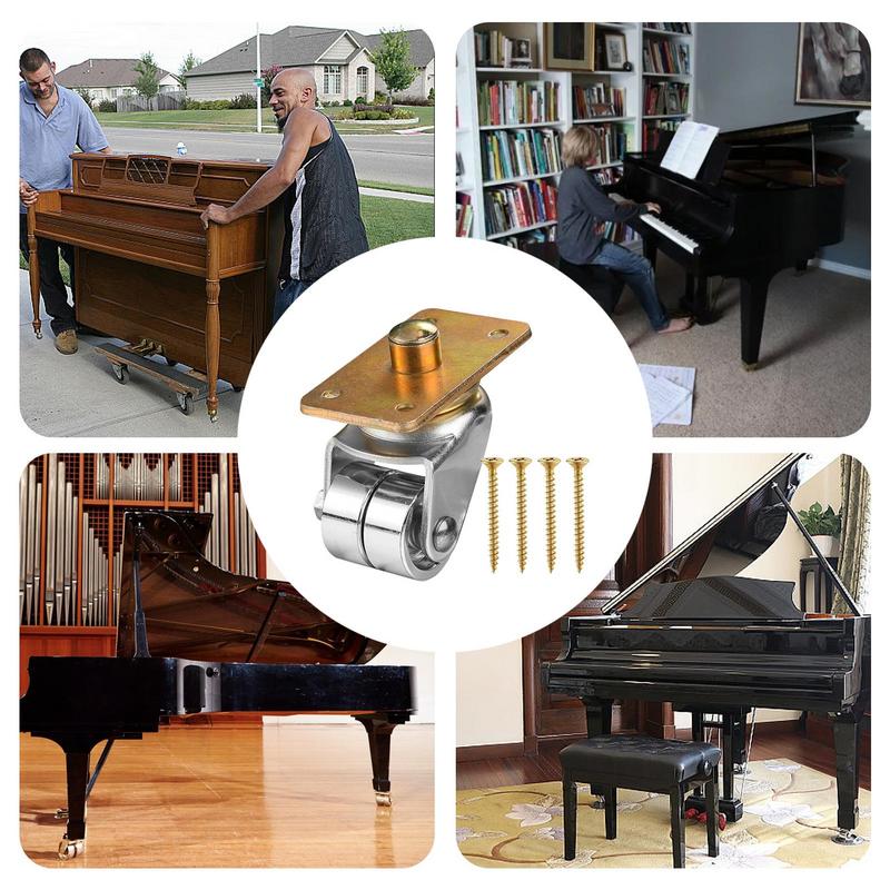 Upright Piano Wheels Casters Rust Resistant Metal Furniture Caster Safe Durable Plate Casters Piano Accessories For Bookshelves