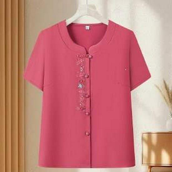 

Grandma Summer Formal Dress: Short Sleeve Tang Suit Top for Weddings & Birthdays 4XL for 130-140 lbs кавун червоний колір