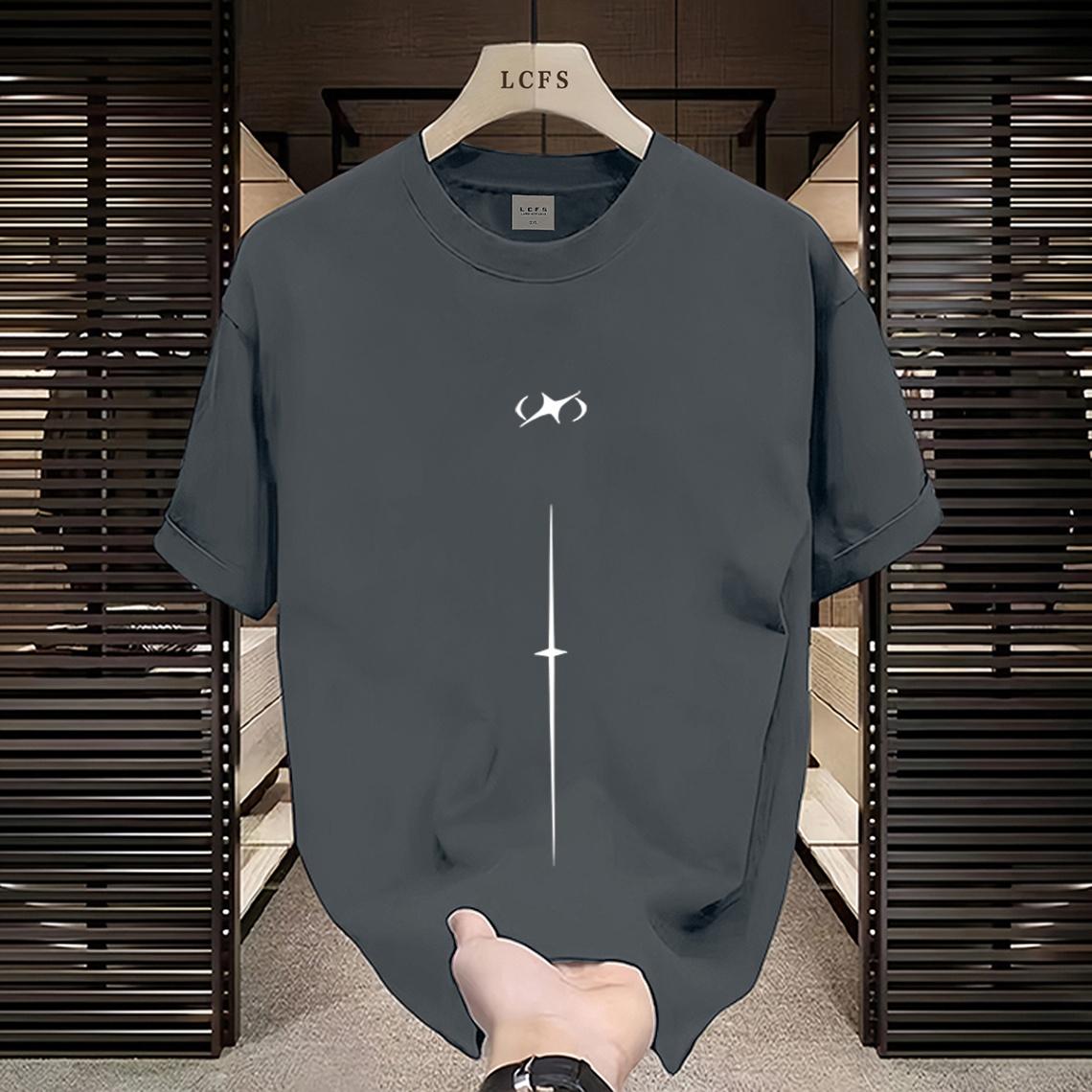 

Круглый вырез с коротким рукавом мужская модная брендовая летняя футболка корейская версия приталенная модная универсальная футболка топ 5XL