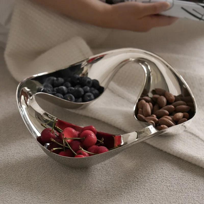 Nordic Serving Serveware Dish Stainless Steel Living Room Home Fruit Snack Bowl Plate Dinner Table Decorative Plate Candy Tray