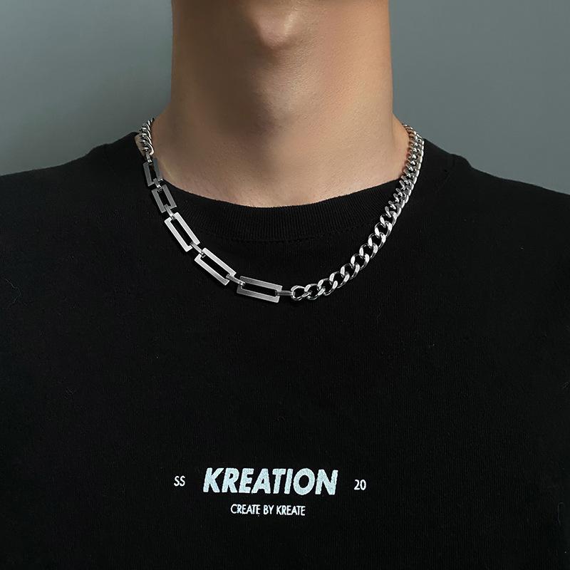 

Ожерелье в стиле хип-хоп Splicing, мужское, прилив, холодный ветер, кубинская толстая цепь, уличный дизайн, подпрыгивающие аксессуары