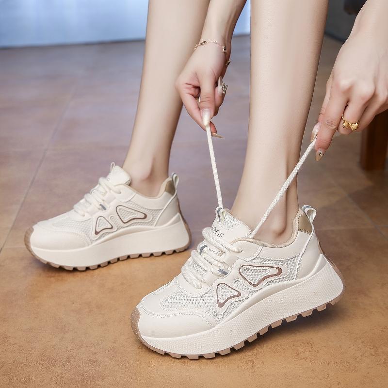 Fashion CRLAYDK Fashion Womens Chunky Sneakers Mesh Lace Up Trendy Shoes Platform Summer Casual Ladies Walking Comfort Trainer Tennis