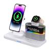 New Desk Stand Magnetic Wireless Charger Fast Wireless Charging 15W Output Type-C Port LED Colorful Lights Digital Display Clock