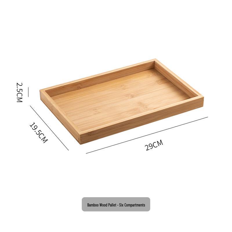 Ru Han Square Glass Snack Dish Set with 6-Compartment Bamboo Tray