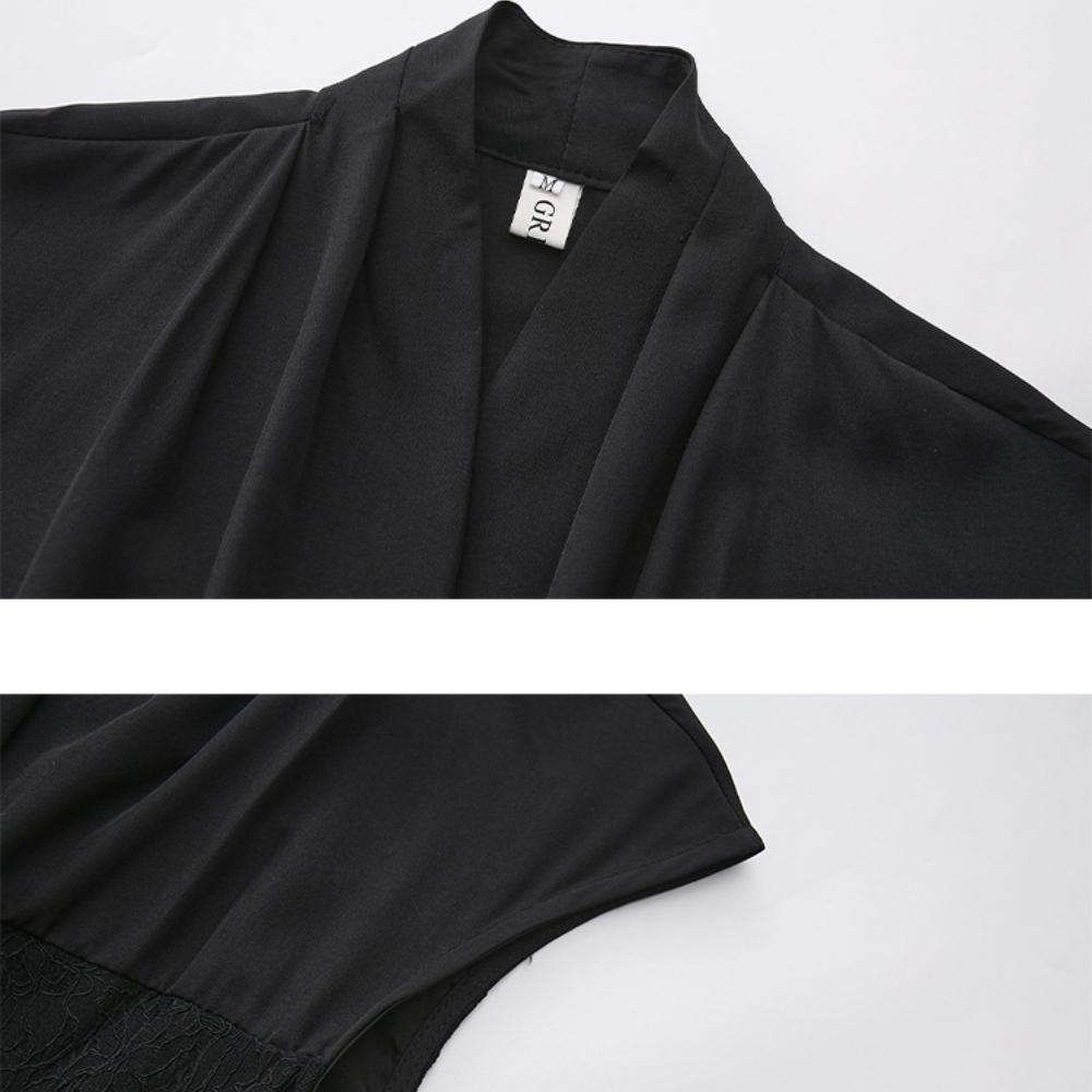 New Spring/Summer Vintage Lace-Panel Sleeveless Maxi Dress for Women Elegant V-neck Single-breasted Belt Slim A-line Party Dress