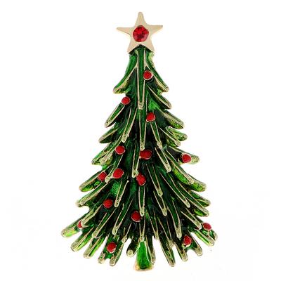 New Rhinestone Christmas Tree Brooches For Women Pine Pin New Design Fashion Sweater Coat Accessories Alloy Material