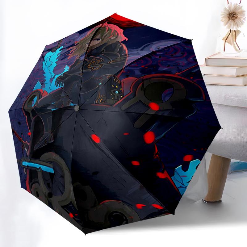 1pc Heroic Warrior Amidst Stormy Skies Automatic Open/CloseUmbrella, Portable Compact Umbrella for Men & Women G047