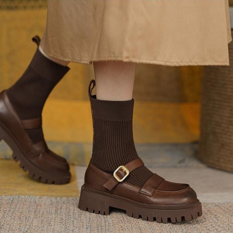 Modern Boots Women Fashion Designer Knitted Stitching Chunky Platform Ankle Boots Female Comfort Office Shoes Footwear