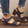 Fashionable Sandals For Women Summer  Chunky Heel Buckle Strap Female Shoes Solid Color Casual Comfortable Sandals