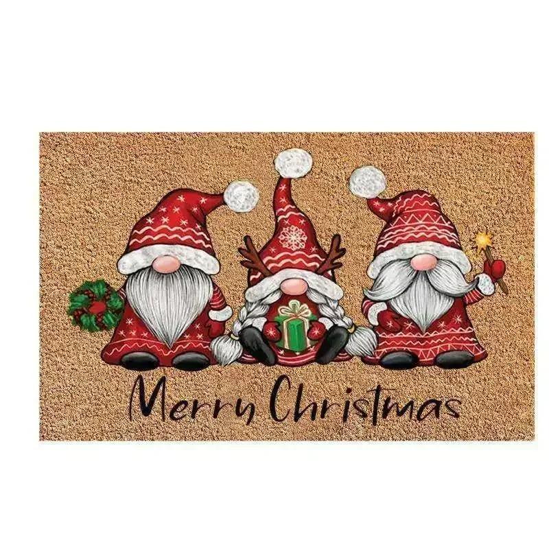 Christmas Santa Reindeer Tree Doormat Festive Holiday Design Merry Christmas Mat for Entryway Home Decor